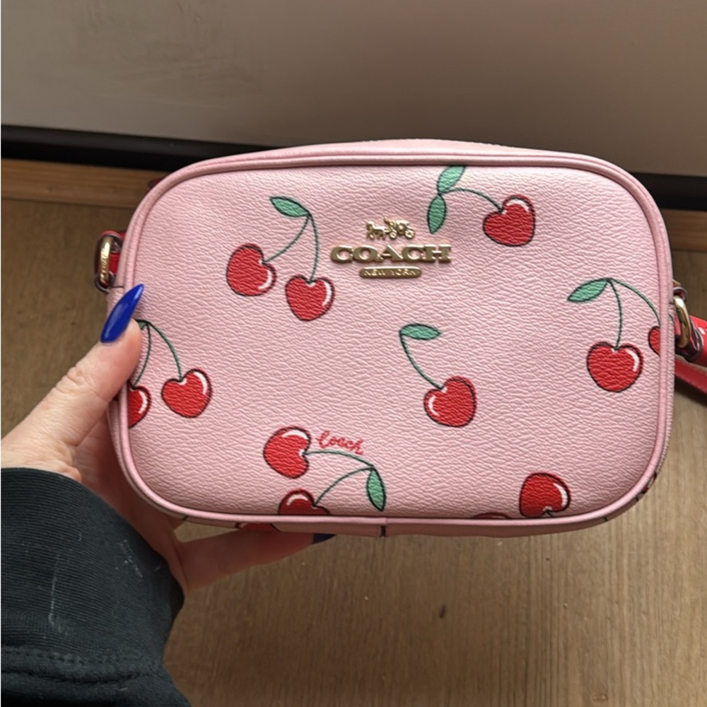 Coach Pink Crossbody Bag with Cherry Design